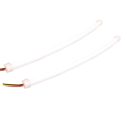 2 ชิ้น 3 วัตต์ 180LM 6500K 597-577nm สีขาว + สีเหลืองสาย LED หลอดไฟวิ่งกลางวัน DRL โคมไฟพวงมาลัย, DC12V, ความยาวหลอดไฟ: 30 ซม., 3W 180LM