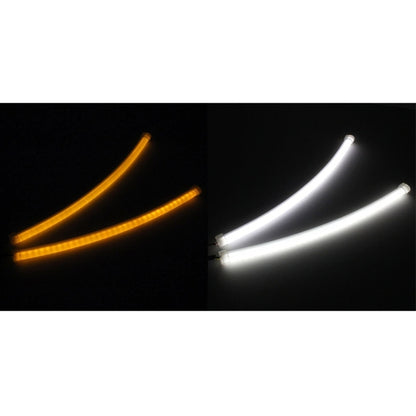 2 ชิ้น 3 วัตต์ 180LM 6500K 597-577nm สีขาว + สีเหลืองสาย LED หลอดไฟวิ่งกลางวัน DRL โคมไฟพวงมาลัย, DC12V, ความยาวหลอดไฟ: 30 ซม., 3W 180LM