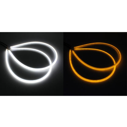 2 ชิ้น 6 วัตต์ 360LM 6500K 597-577nm สีขาว + สีเหลืองสาย LED หลอดไฟวิ่งกลางวัน DRL โคมไฟพวงมาลัย, DC12V, ความยาวหลอดไฟ: 60 ซม., 6W 360LM