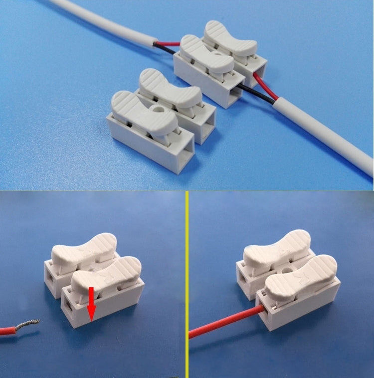 100 PCS 2 Way Push Quick Cable Connector เทอร์มินัลสายไฟ 220 V 2A