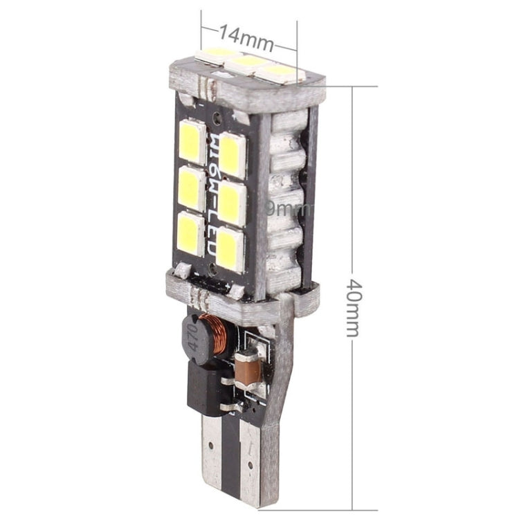 2 ชิ้น T15 3 วัตต์ LED สีขาว 300LM SMD 2835 ไฟตัดหมอกหลังรถยนต์ / ไฟสำรองสำหรับรถยนต์ DC 12V, T15+3W 300LM/6500K
