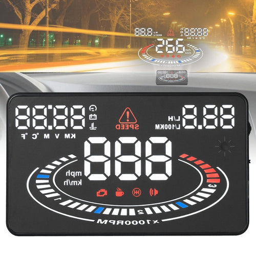 E300 5.5 นิ้วรถยนต์ OBDII / EUOBD HUD ติดตั้งบนรถ Head Up Display ระบบรักษาความปลอดภัย, รองรับความเร็วและการใช้น้ำมันเชื้อเพลิง, สัญญาณเตือน Overspeed, การสิ้นเปลืองน้ำมันเชื้อเพลิง, อุณหภูมิของน้ำ ฯลฯ, E300