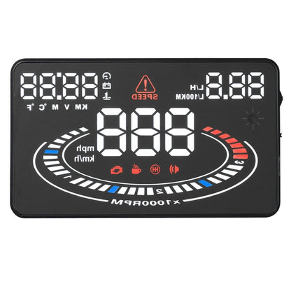 E300 5.5 นิ้วรถยนต์ OBDII / EUOBD HUD ติดตั้งบนรถ Head Up Display ระบบรักษาความปลอดภัย, รองรับความเร็วและการใช้น้ำมันเชื้อเพลิง, สัญญาณเตือน Overspeed, การสิ้นเปลืองน้ำมันเชื้อเพลิง, อุณหภูมิของน้ำ ฯลฯ, E300