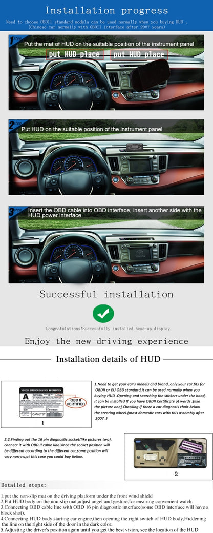 E300 5.5 นิ้วรถยนต์ OBDII / EUOBD HUD ติดตั้งบนรถ Head Up Display ระบบรักษาความปลอดภัย, รองรับความเร็วและการใช้น้ำมันเชื้อเพลิง, สัญญาณเตือน Overspeed, การสิ้นเปลืองน้ำมันเชื้อเพลิง, อุณหภูมิของน้ำ ฯลฯ, E300