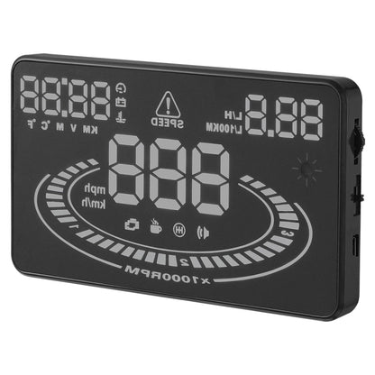 E300 5.5 นิ้วรถยนต์ OBDII / EUOBD HUD ติดตั้งบนรถ Head Up Display ระบบรักษาความปลอดภัย, รองรับความเร็วและการใช้น้ำมันเชื้อเพลิง, สัญญาณเตือน Overspeed, การสิ้นเปลืองน้ำมันเชื้อเพลิง, อุณหภูมิของน้ำ ฯลฯ, E300