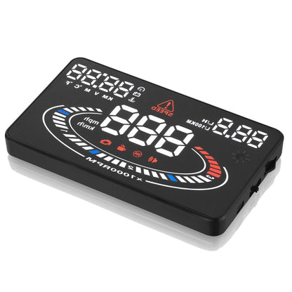 E300 5.5 นิ้วรถยนต์ OBDII / EUOBD HUD ติดตั้งบนรถ Head Up Display ระบบรักษาความปลอดภัย, รองรับความเร็วและการใช้น้ำมันเชื้อเพลิง, สัญญาณเตือน Overspeed, การสิ้นเปลืองน้ำมันเชื้อเพลิง, อุณหภูมิของน้ำ ฯลฯ, E300