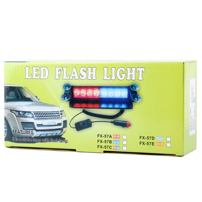 8W 800LM 8-LED 3 โหมดปรับมุมรถ Strobe Flash Dash ไฟฉุกเฉินไฟเตือนพร้อม Suckers, DC 12V, White + Red, White + Yellow