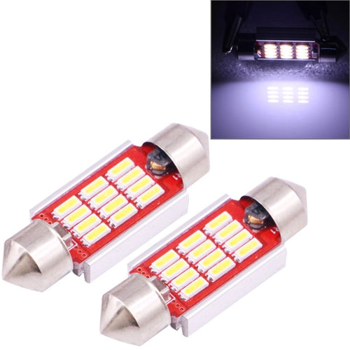 2 ชิ้น 36 มิลลิเมตร 3.5 วัตต์ 180LM แสงสีขาว 12 LED SMD 4014 CANBUS ป้ายทะเบียนไฟอ่านหนังสือรถหลอดไฟ, 3.5W  36mm