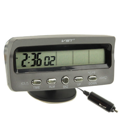 เครื่องวัดอุณหภูมิดิจิตอลในรถยนต์ LCD ขนาด 3.6 นิ้วพร้อมเวลา / วันที่ / สัปดาห์ / นาฬิกาปลุก / จอแสดงผลแรงดันแบตเตอรี่ในรถยนต์ที่จัดเก็บ, 3.6 inch Digital Thermometer