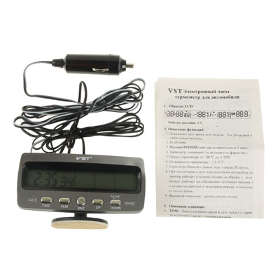 เครื่องวัดอุณหภูมิดิจิตอลในรถยนต์ LCD ขนาด 3.6 นิ้วพร้อมเวลา / วันที่ / สัปดาห์ / นาฬิกาปลุก / จอแสดงผลแรงดันแบตเตอรี่ในรถยนต์ที่จัดเก็บ, 3.6 inch Digital Thermometer