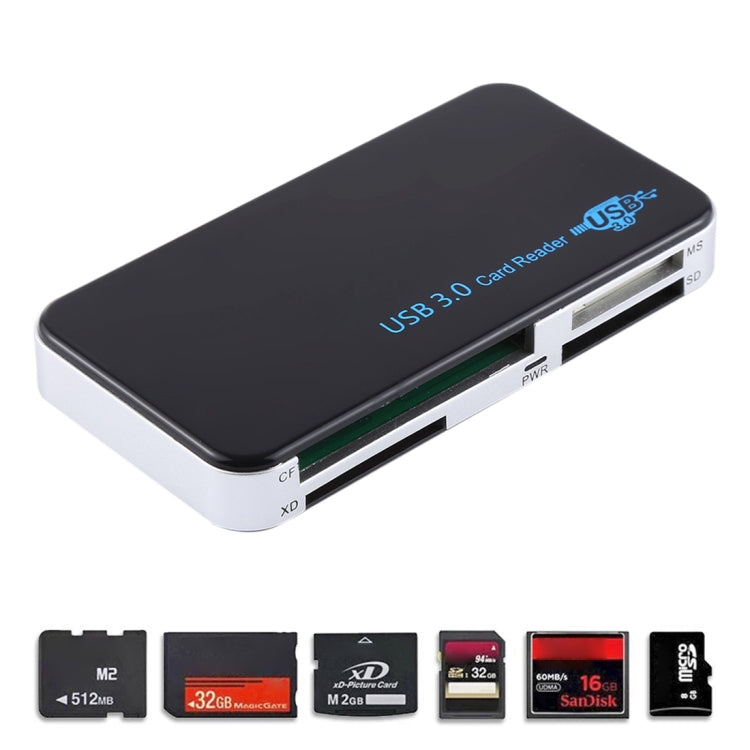 เครื่องอ่านการ์ด USB 3.0, ความเร็วสูงสุด 5Gbps, รองรับการ์ด CF / SD / TF / M2 / XD / MS, เปลือกพลาสติก