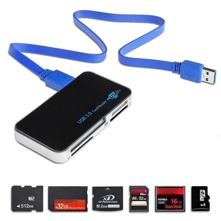 เครื่องอ่านการ์ด USB 3.0, ความเร็วสูงสุด 5Gbps, รองรับการ์ด CF / SD / TF / M2 / XD / MS, เปลือกพลาสติก