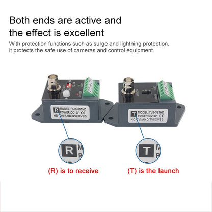 เครื่องส่งและรับสัญญาณ Balun แบบวิดีโอ CCTV UTP Twisted คู่ที่ใช้งานอยู่, 351TR