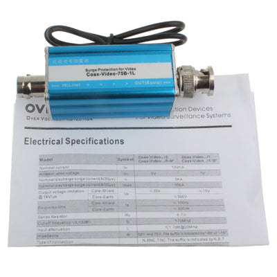 ตัวป้องกันไฟกระชากกล้องวงจรปิดวิดีโออินเทอร์เฟซ BNC ชายกับหญิง, CCTV Surge Arrester