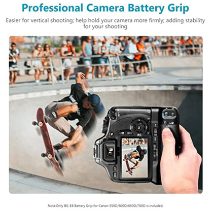 Battery Grip สำหรับ Canon EOS 550D พร้อมที่ใส่แบตเตอรี่ 2 ก้อน, For Canon EOS 550D