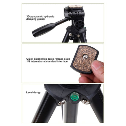 YUNTENG VCT-681 138 ซม. SLR / Micro-SLR / กล้องดิจิตอลขาตั้งสามขา, ขาอลูมิเนียมพับได้ 4 ส่วน, เหมาะสำหรับ Canon / Nikon / Panasonic / Pentax / Casio / Sony / Fuji (ความจุโหลด: 3 กก.)