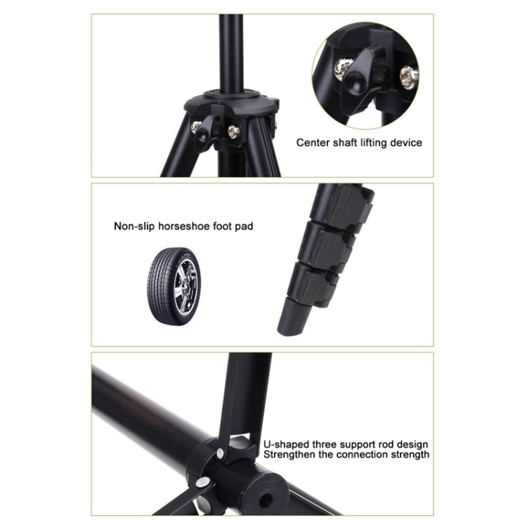 YUNTENG VCT-681 138 ซม. SLR / Micro-SLR / กล้องดิจิตอลขาตั้งสามขา, ขาอลูมิเนียมพับได้ 4 ส่วน, เหมาะสำหรับ Canon / Nikon / Panasonic / Pentax / Casio / Sony / Fuji (ความจุโหลด: 3 กก.)
