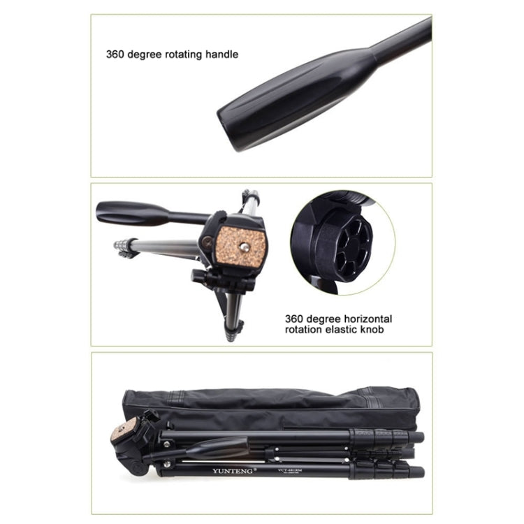 YUNTENG VCT-681 138 ซม. SLR / Micro-SLR / กล้องดิจิตอลขาตั้งสามขา, ขาอลูมิเนียมพับได้ 4 ส่วน, เหมาะสำหรับ Canon / Nikon / Panasonic / Pentax / Casio / Sony / Fuji (ความจุโหลด: 3 กก.)