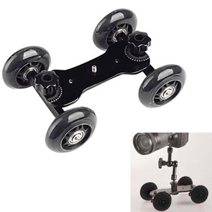 DEBO รถบรรทุกกล้องรุ่นแรก/ตารางชั้นวิดีโอ Slider Track Dolly Car สำหรับกล้อง DSLR/กล้องวิดีโอ, Black