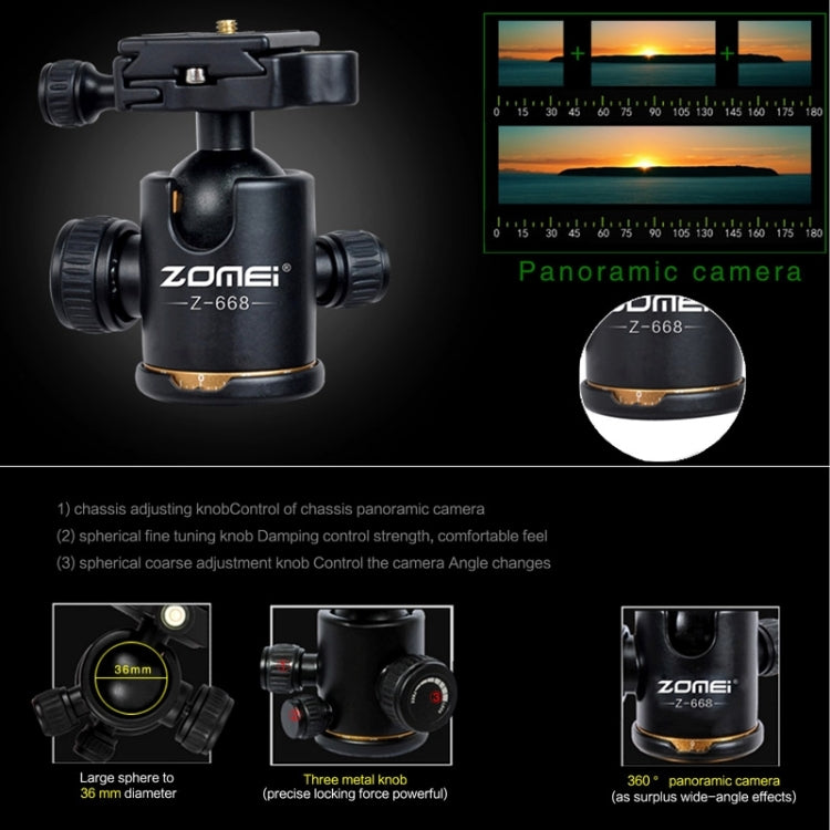 ZOMEI Z688 แบบพกพา Professional Travel วัสดุแมกนีเซียมอัลลอยด์ขาตั้งกล้อง Monopod พร้อมหัวลูกสำหรับกล้องดิจิตอล, Z688