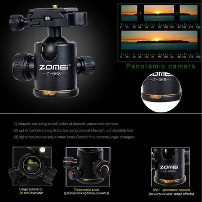 ZOMEI Z688 แบบพกพา Professional Travel วัสดุแมกนีเซียมอัลลอยด์ขาตั้งกล้อง Monopod พร้อมหัวลูกสำหรับกล้องดิจิตอล, Z688