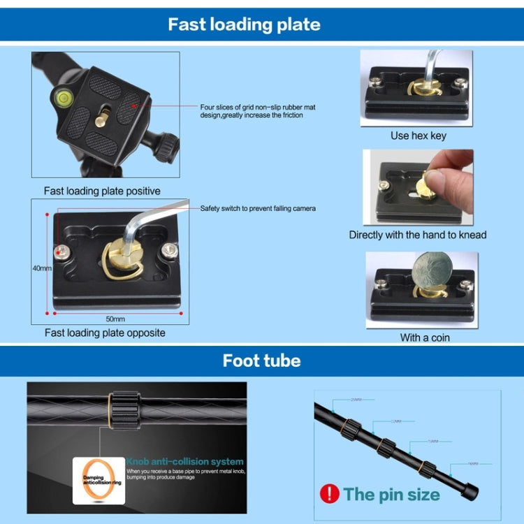 ZOMEI Z688 แบบพกพา Professional Travel วัสดุแมกนีเซียมอัลลอยด์ขาตั้งกล้อง Monopod พร้อมหัวลูกสำหรับกล้องดิจิตอล, Z688