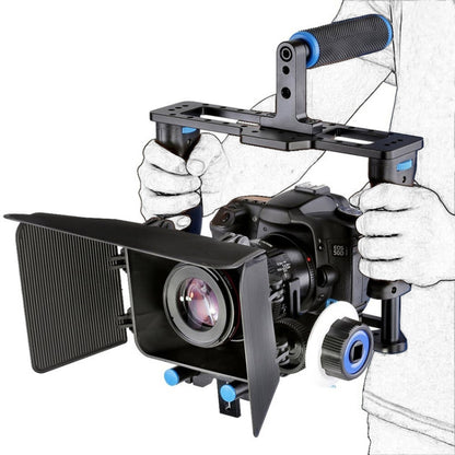 YELANGU YLG1103A-B ขนาดใหญ่จับกล้องวิดีโอ CAGE Stabilizer + Matte Box Kit สำหรับกล้อง DSLR/กล้องวิดีโอ