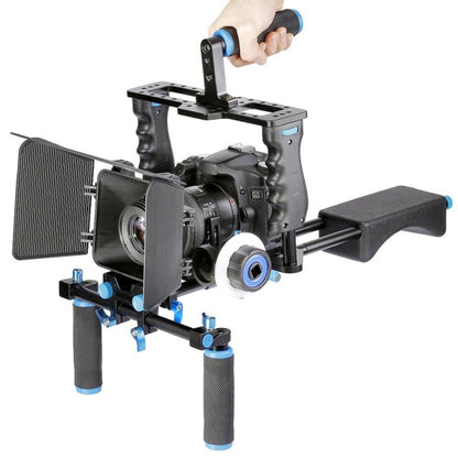 YELANGU YLG1103A-A Dual จับกล้อง Mount + กล้อง CAGE Stabilizer ชุด Matte กล่องสำหรับกล้อง DSLR/กล้องวิดีโอ