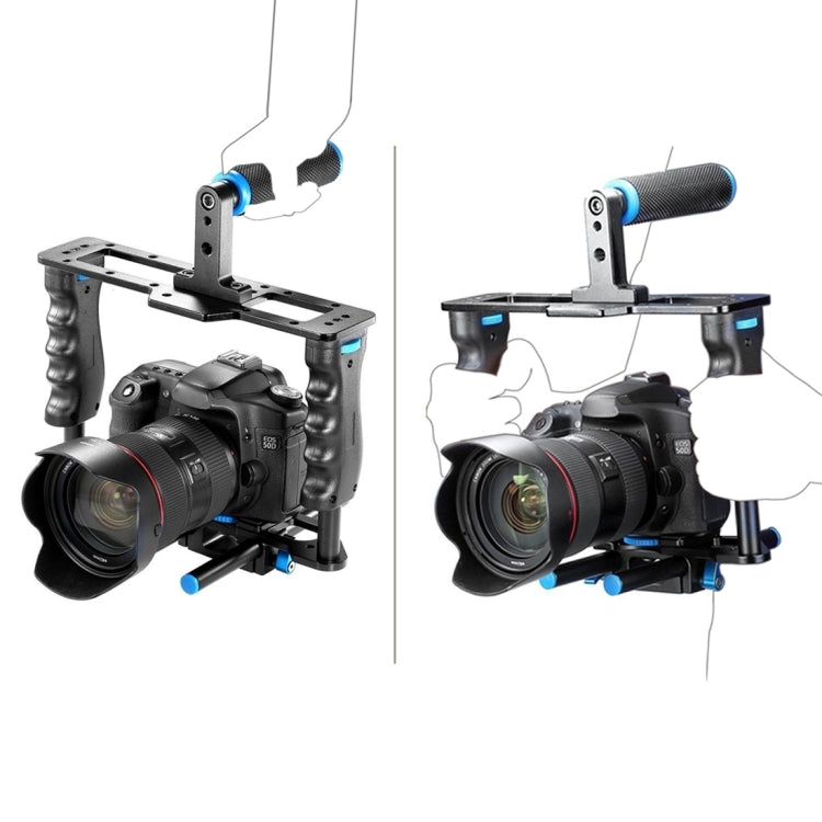 YELANGU YLG1103A-A Dual จับกล้อง Mount + กล้อง CAGE Stabilizer ชุด Matte กล่องสำหรับกล้อง DSLR/กล้องวิดีโอ
