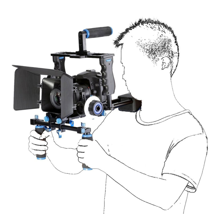 YELANGU YLG1103A-A Dual จับกล้อง Mount + กล้อง CAGE Stabilizer ชุด Matte กล่องสำหรับกล้อง DSLR/กล้องวิดีโอ