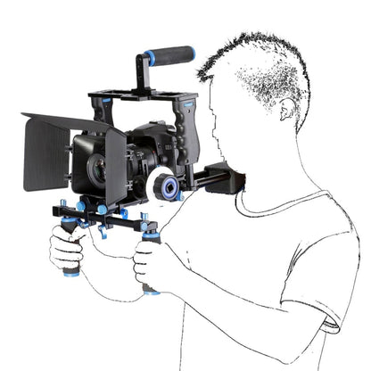 YELANGU YLG1103A-A Dual จับกล้อง Mount + กล้อง CAGE Stabilizer ชุด Matte กล่องสำหรับกล้อง DSLR/กล้องวิดีโอ