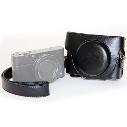 กระเป๋ากล้องหนัง PU สไตล์ย้อนยุคพร้อมสายรัดสำหรับ Sony RX100 M3 / M4 / M5