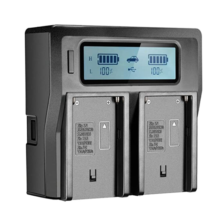 เครื่องชาร์จแบตเตอรี่ดิจิตอลจอแสดงผล LCD แบบ Dual Channel พร้อมพอร์ต USB สำหรับแบตเตอรี่ Sony BP-U30 / U60 / U90 เข้ากันได้กับ Sony EX260 / EX280 / FS7