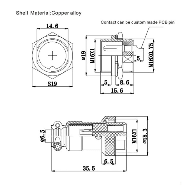 DIY 16mm 6-Pin GX16 การบินปลั๊ก SOCKET CONNECTOR (5 ชิ้นในแพ็คเกจเดียว ราคาสำหรับ 5 ชิ้น)