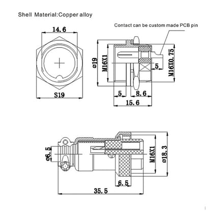 DIY 16mm 6-Pin GX16 การบินปลั๊ก SOCKET CONNECTOR (5 ชิ้นในแพ็คเกจเดียว ราคาสำหรับ 5 ชิ้น)