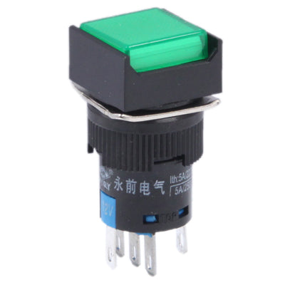 รถ DIY สวิตช์ปุ่มกดสี่เหลี่ยมพร้อมล็อคและไฟ LED, DC 24V, With Lock DC 24V Red, With Lock DC 24V Green