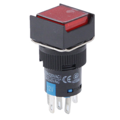 รถ DIY สวิตช์ปุ่มกดสี่เหลี่ยมพร้อมล็อคและไฟ LED, DC 24V, With Lock DC 24V Red, With Lock DC 24V Green