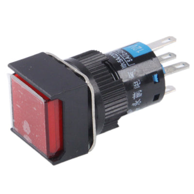รถ DIY สวิตช์ปุ่มกดสี่เหลี่ยมพร้อมล็อคและไฟ LED, DC 24V, With Lock DC 24V Red, With Lock DC 24V Green