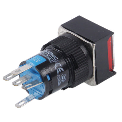 รถ DIY สวิตช์ปุ่มกดสี่เหลี่ยมพร้อมล็อคและไฟ LED, DC 24V, With Lock DC 24V Red, With Lock DC 24V Green
