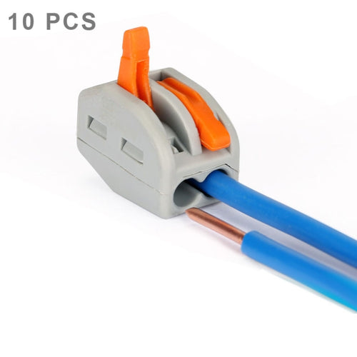 10 ชิ้น Universal Compact 2 Pin Push Clamp Solderless Wire Connector, 2 Pin