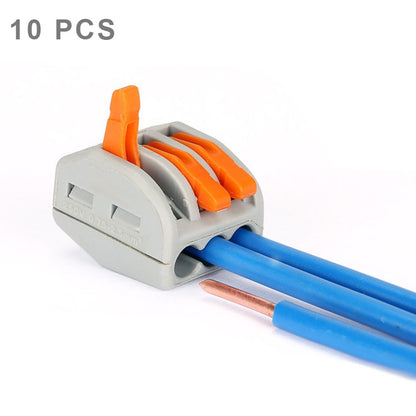 10 ชิ้น Universal Compact 3 Pin Push Clamp Solderless Wire Connector, 3 Pin