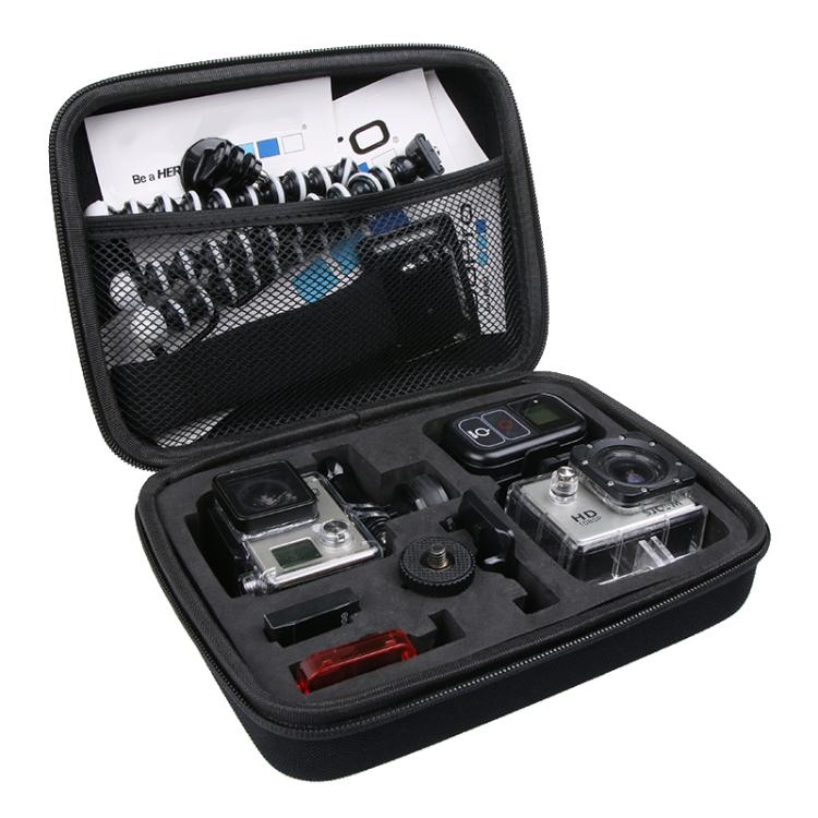 กระเป๋าเก็บของแบบพกพากันกระแทกสำหรับ GoPro Hero11 Black / HERO10 Black / HERO9 Black / HERO8 Black / HERO7 / 6/5/5 เซสชัน / 4 เซสชัน / 4/3+ / 3/2/1, DJI Osmo Action และกล้องแอ็คชั่นอื่น ๆ, Size: 22.5cm x 16cm x 6cm
