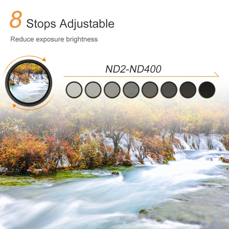 52 มม.ND Fader Neutral Density ปรับตัวแปรกรอง ND 2 ถึง ND 400 กรอง, 52mm