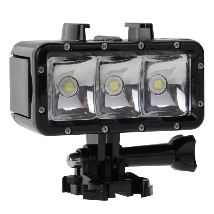 ไฟฉายวิดีโอกันน้ำ 30 เมตร 3 โหมดพร้อมฐานยึดและสกรูสำหรับ GoPro Hero11 Black / HERO10 Black / HERO9 Black /HERO8 / HERO7 / 6/5/5 เซสชัน / 4 เซสชัน / 4/3+ /3/2/1, Insta360 ONER, DJI Osmo Action และกล้องแอคชั่นอื่นๆ, 30M Waterproof