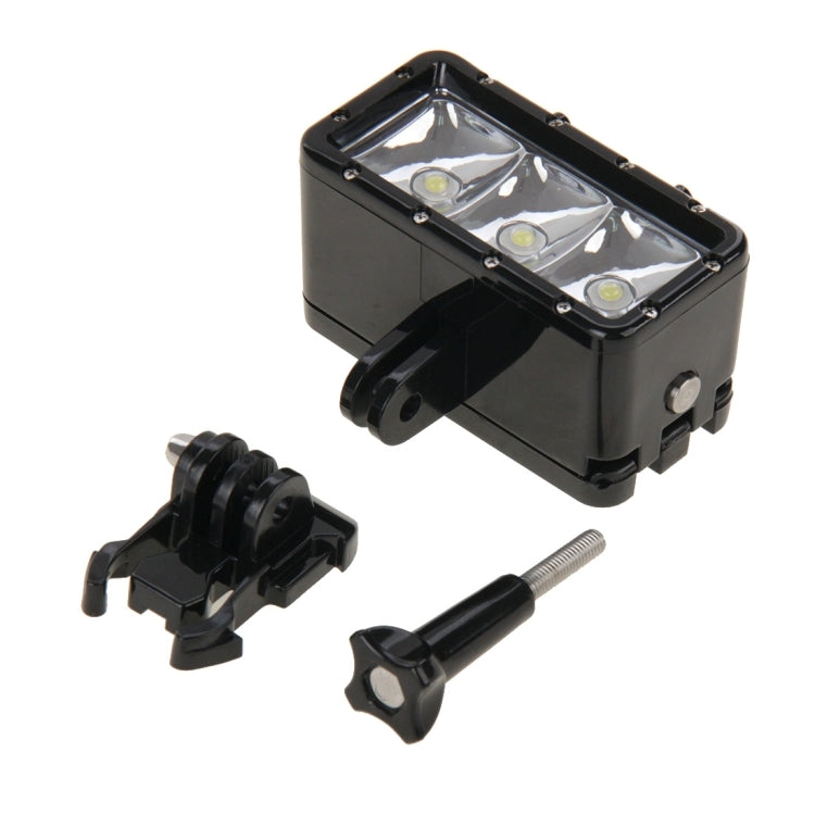ไฟฉายวิดีโอกันน้ำ 30 เมตร 3 โหมดพร้อมฐานยึดและสกรูสำหรับ GoPro Hero11 Black / HERO10 Black / HERO9 Black /HERO8 / HERO7 / 6/5/5 เซสชัน / 4 เซสชัน / 4/3+ /3/2/1, Insta360 ONER, DJI Osmo Action และกล้องแอคชั่นอื่นๆ, 30M Waterproof