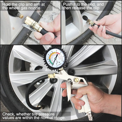 ชุดเติมลมและเกจวัดแรงดันรถยนต์ ช่วงแรงดัน: 0-220PSI, Range: 0-220PSI