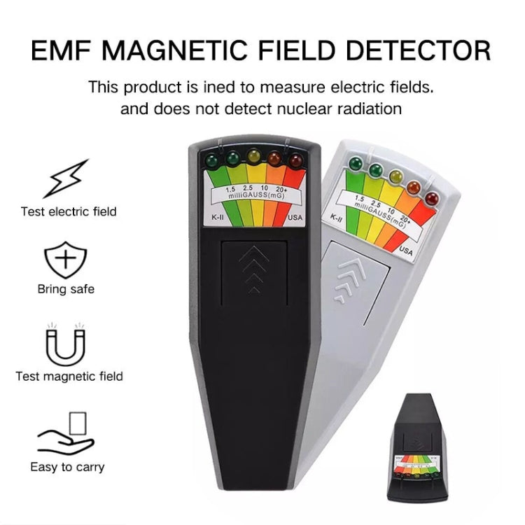 5-LED เครื่องตรวจจับรังสีแม่เหล็กไฟฟ้า EMF Meter Tester, Style 2  White, Style 2 Black