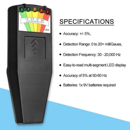 5-LED เครื่องตรวจจับรังสีแม่เหล็กไฟฟ้า EMF Meter Tester, Style 2  White, Style 2 Black
