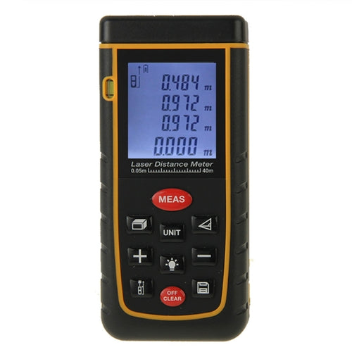RZ-A40 เครื่องวัดระยะด้วยเลเซอร์แบบมือถือ LCD ขนาด 1.9 นิ้ว 40 ม. พร้อมฟองวัดระดับ