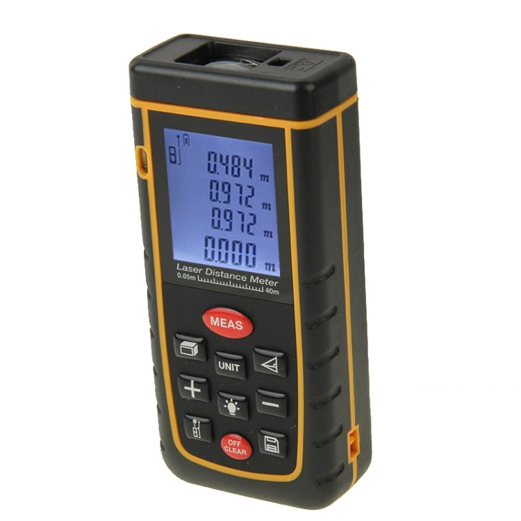 RZ-A40 เครื่องวัดระยะด้วยเลเซอร์แบบมือถือ LCD ขนาด 1.9 นิ้ว 40 ม. พร้อมฟองวัดระดับ